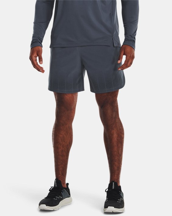 Men's UA ArmourPrint Peak Woven Shorts, Gray, pdpMainDesktop image number 0